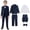 Navy, variant on Boys Formal Suit 5 Piece Vest, Pants and Tie Dresswear Suit Set,Coat + Pants + Shirt + Waistcoat + Bow Tie Wine 5-6 Years