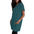 thumbnail image 5 of QASIEATN Women's Casual V Neck Short Sleeve Dress Loose Fit T Shirt Dress with Pockets Shirts for Women, 5 of 9