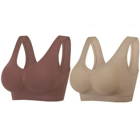 Hot Sale!BKQCNKM Wireless Bras for Women Push Up Bra Sleep Bras for Women Comfortable Corset Front Alternating Side Button Lace Bra Breathable Bras for Women (2PC)  Pink XL