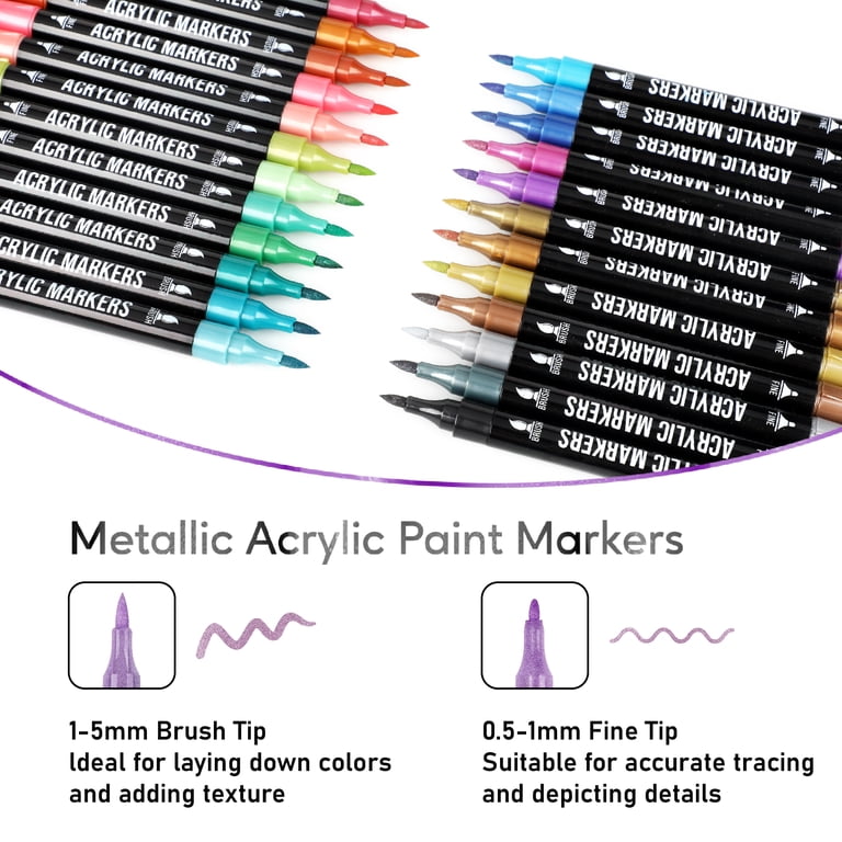 Pagather 24 Metallic Acrylic Paint Markers, Dual Tip photo 6