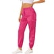 thumbnail image 1 of Pantalones cargo de satén sedoso de tiro alto elástico con cordón para mujer Rosa XL, 1 of 6
