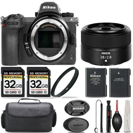 Nikon Z7 II Mirrorless with 28mm f/2.8 Lens + 64GB Storage + UV Filter + Extra Backup Battery + Case + Cleaning Kit - International Version