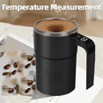 thumbnail image 2 of Electric Magnetic Self Stirring Mug with Lid Automatic Stirring Cup with Digital Display Self-Mixing Mug for Coffee Tea,1 * Electric stirring cup 1 * USB charging cable,Black, 2 of 6