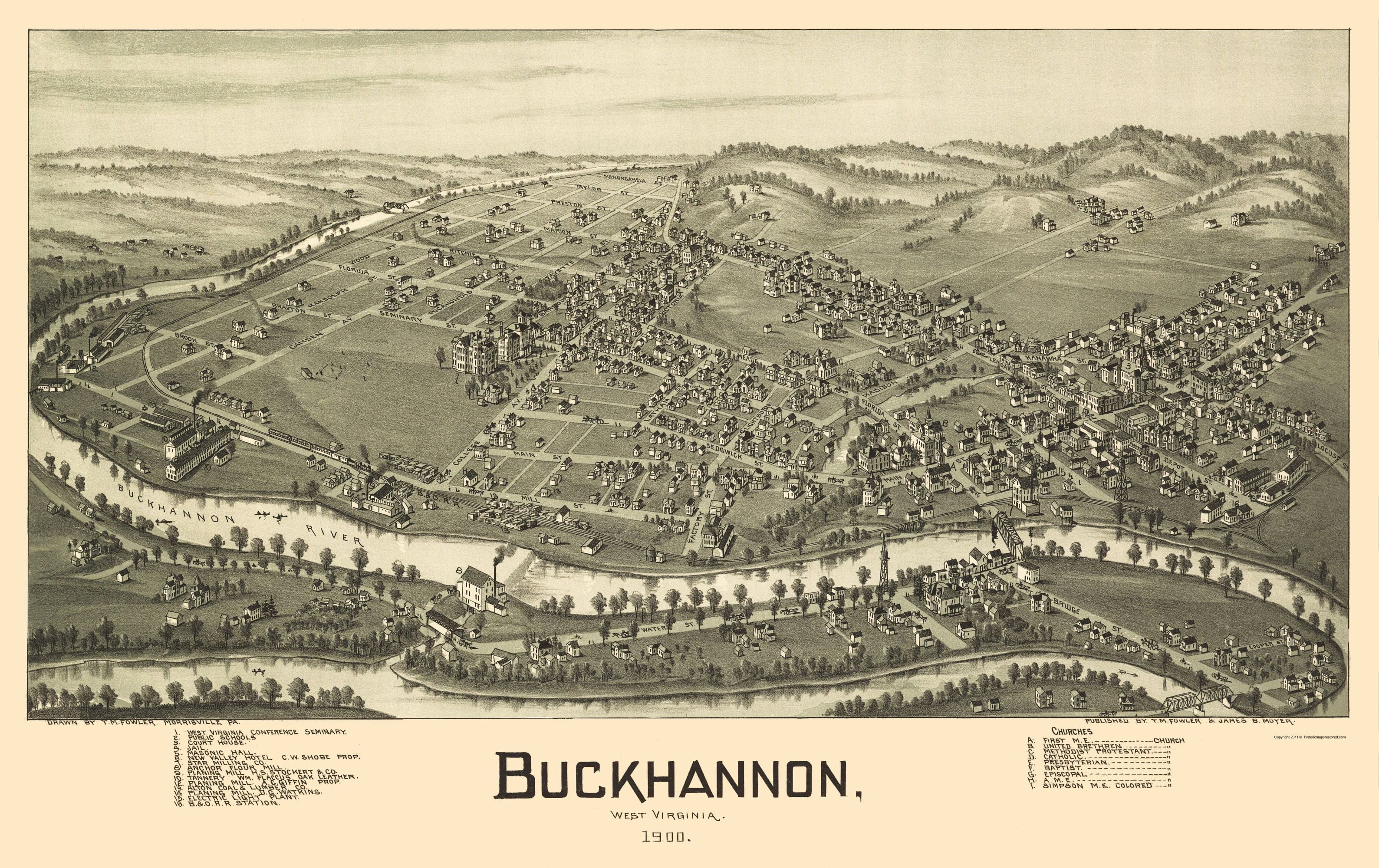 Buckhannon West Virginia Fowler 1900 23 x 36.53