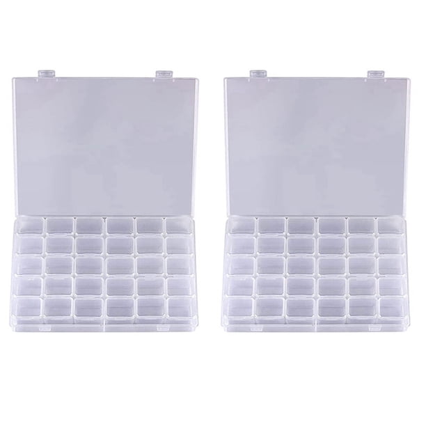 2X Almacenamiento de Pintura de Diamante Grande de 30 Rejillas, Contenedores de Herramientas, Organizador de Cuentas de Plástico, Accesorios de Bordado de Diamantes, Solo Caja