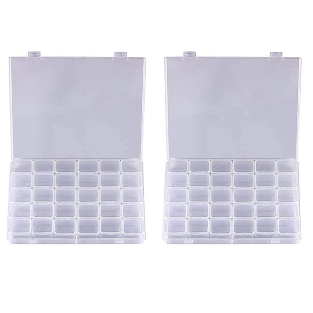 2X Almacenamiento de Pintura de Diamante Grande de 30 Rejillas, Contenedores de Herramientas, Organizador de Cuentas de Plástico, Accesorios de Bordado de Diamantes, Solo Caja