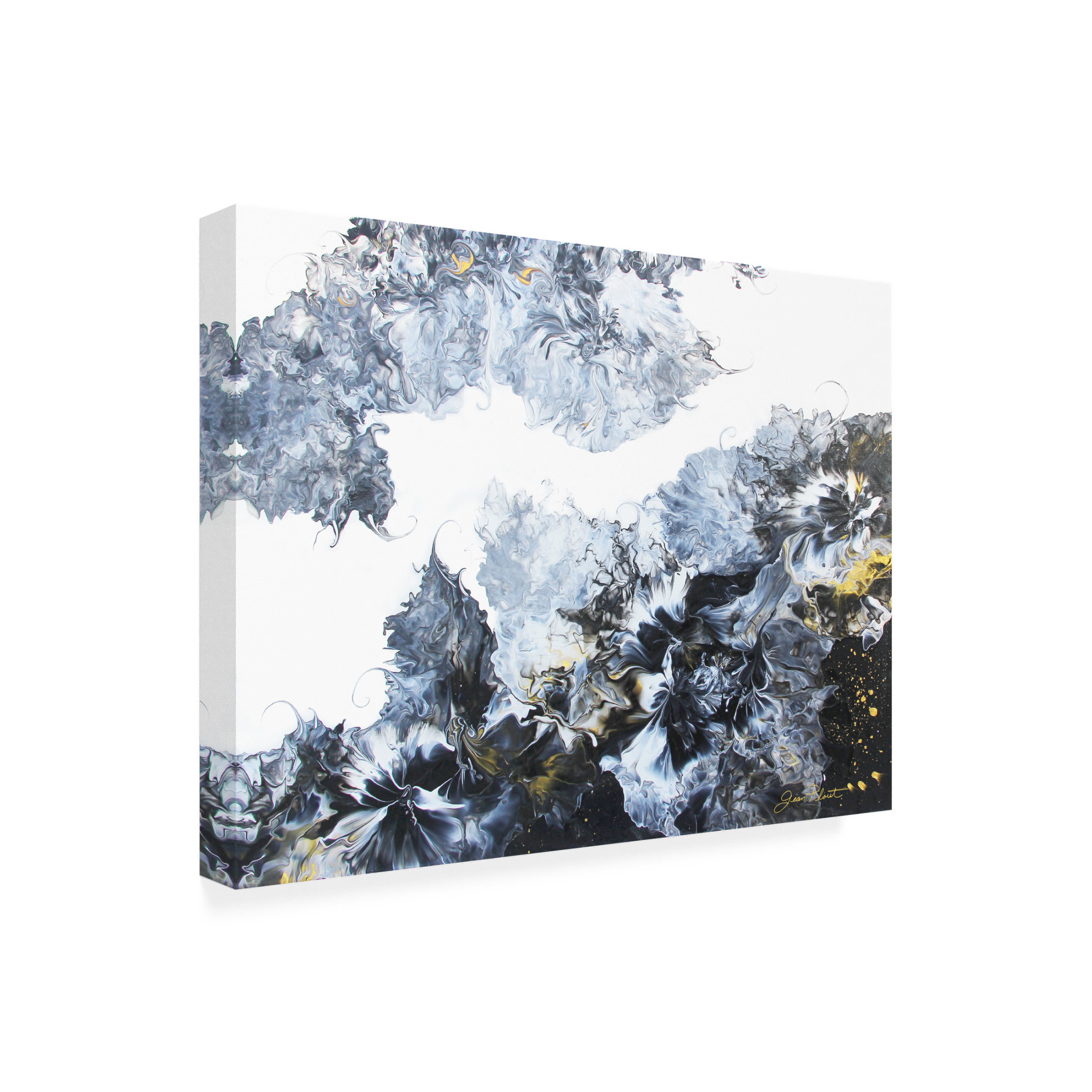 Canvas Wall Art - Jean Plout 'Mystical Black Pouring' Wall Art for Living Room, Bedroom, or Office Décor by Trademark Fine Art - 47 x 35 Inches
