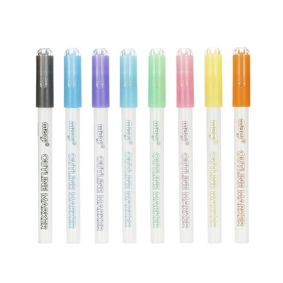 Wovilon Outline Markers Pens, 8 Colors Double Line Markers Sel-Outline Metallic Markers Shimmer Markers For Art, Christmas, Greeting Cards, Diy, Scrapbook, Easter Egg 5Ml