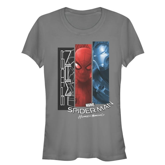 Junior's Marvel Spider-Man: Homecoming Character Panel Graphic Tee Charcoal 2X Large