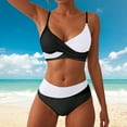 thumbnail image 2 of Womens Swimsuits Two Piece Bikini Sets Bathing Suits for Women Summer Color Block Swimwear Gibobby(S,Black), 2 of 7