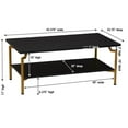 thumbnail image 2 of Household Essentials Crown Rectangular Coffee Table with Storage Shelf Black Oak Wood Grain and Gold Metal, 2 of 7