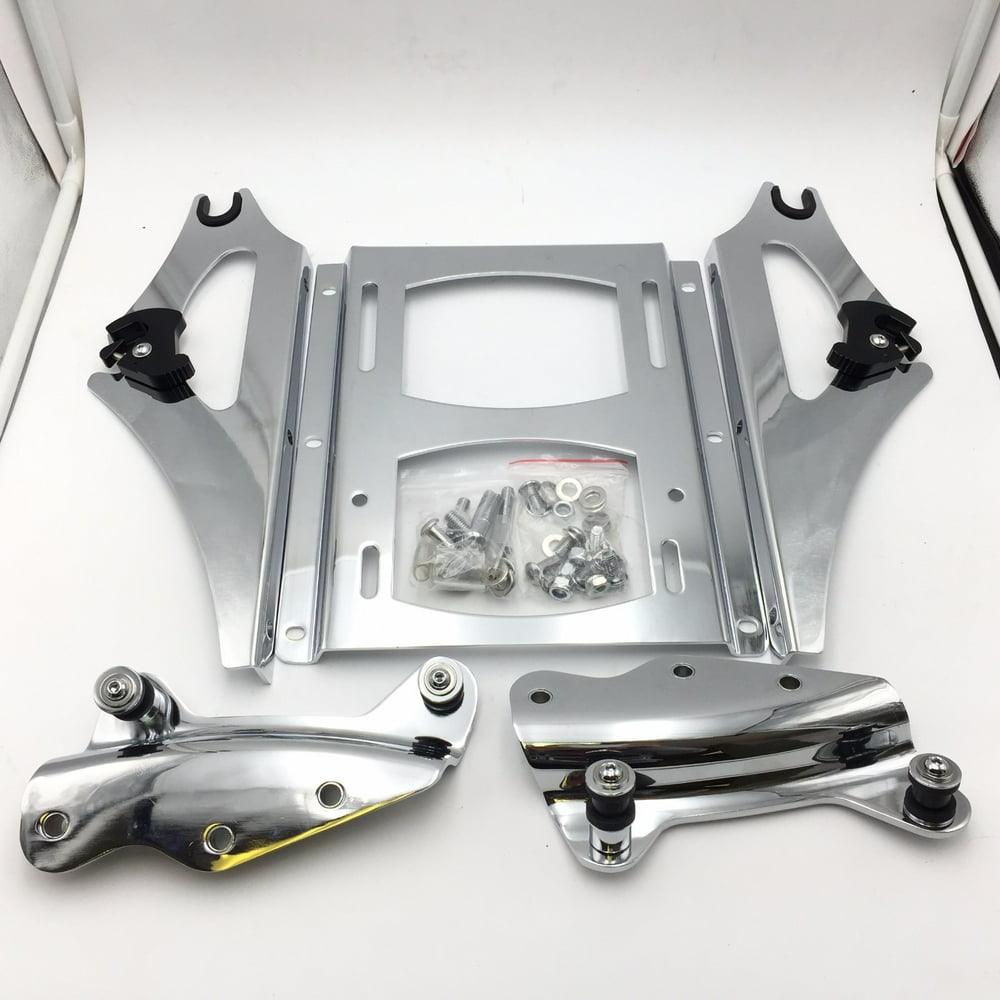 HTT Motorcycle Chrome 4Point Docking Hardware Kit and Detachable 2Up