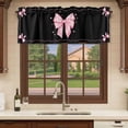 thumbnail image 6 of 2 Pack Valances for Window, Valentine's Day Short Curtains for Kitchen Bedroom Living Room, Pink Bowknot Ribbon on Black Mother's Day Rod Pocket Small Window Treatment Valance Drapes 60 x 18 Inch, 6 of 8