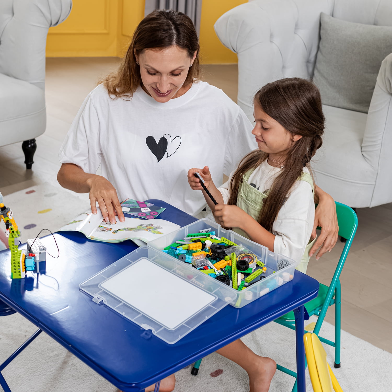 Homy Casa Kids Study Table and 4 Chairs Set for Toddler and Kids