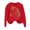 thumbnail image 7 of Sweaters For Women Horse Print Hoodless Sweatshirt Riding Horse Lover Long Sleeve Crew Neck Pullover Tops Casual Loose Shirts Warm Soft For Fall And Winter 2Xl Womens Sweaters, 7 of 7