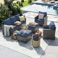 thumbnail image 5 of ELPOSUN Patio Furniture Set, 5 Pieces Outdoor Patio Sectional Sofa Set, All-Weather Wicker Rattan Outdoor Conversation Set with Ottoman for Poolside, Backyard, Gray Wicker Navy Blue Cushions, 5 of 8