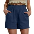thumbnail image 2 of BVOFAR Women's Summer Cotton Shorts Casual Elastic High Waisted Shorts with Pockets Plus Size Comfy Beach Shorts, 2 of 6