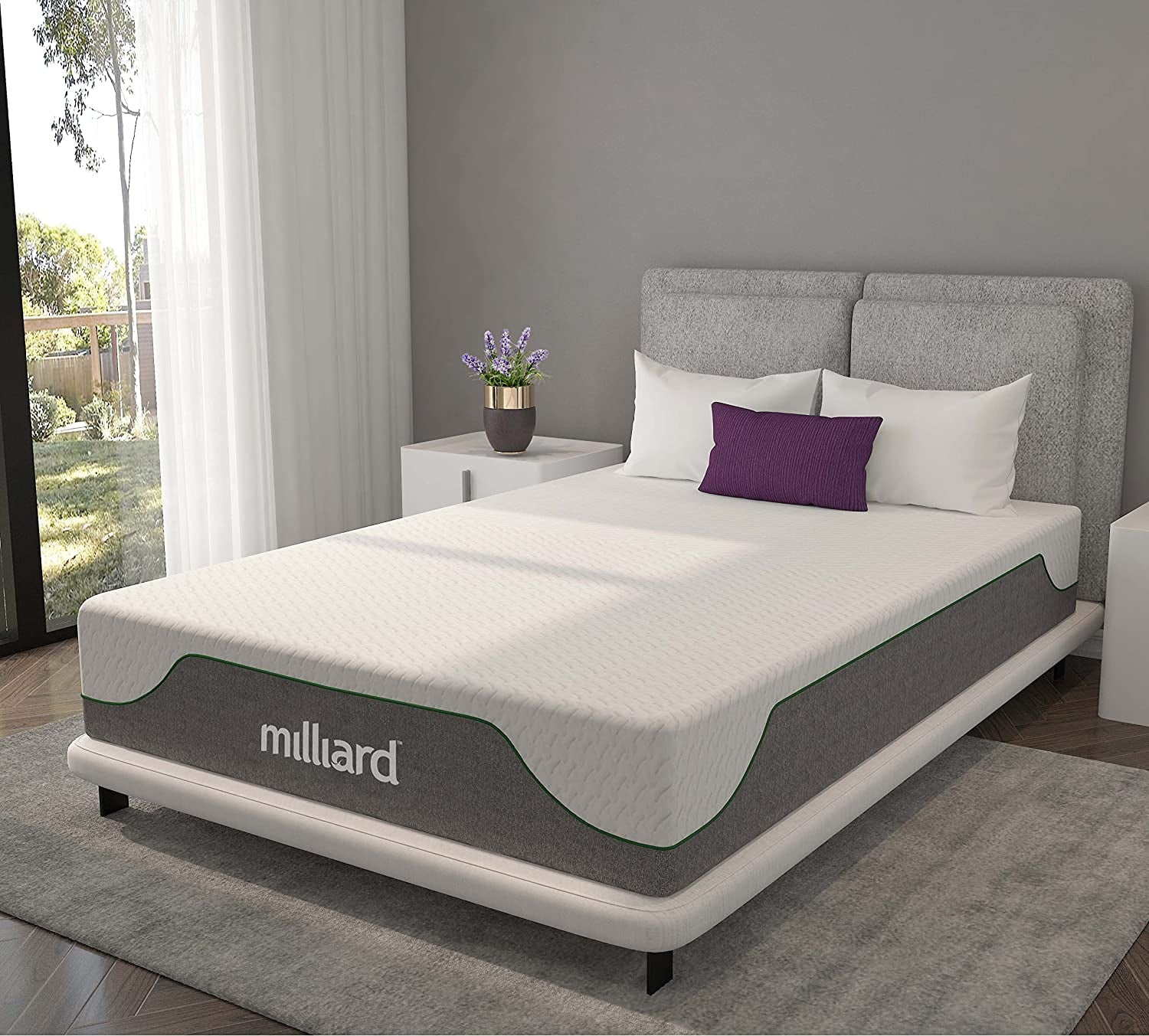 Milliard 10 inch Firm Memory Foam Mattress, Bed-in-a-Box/Pressure Relieving, Classic (Full)