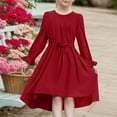 thumbnail image 2 of Kid Girl Dresses Long Sleeve Tiered Swing A-Line Casual Brick Red Dress For Girls Birthday Dress For Girls Girls' Special Occasion Dresses, 2 of 6