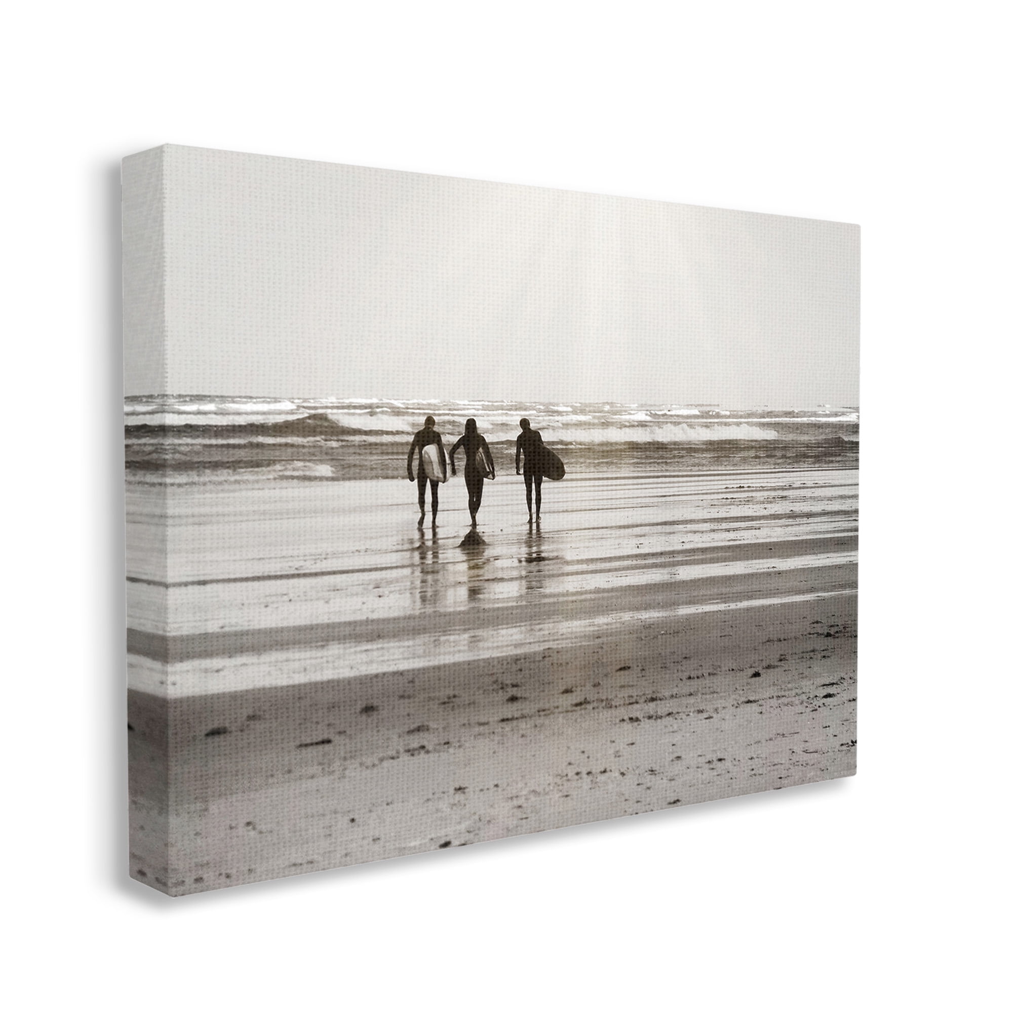 Stupell Industries Strolling Surfer Friends Landscape Photography Gallery Wrapped Canvas Art Print Wall Art, 20 x 16