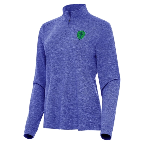 Women's Antigua Heather Royal Seattle Sounders FC Mentor Quarter-Zip Jacket