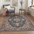 thumbnail image 3 of 2x7 Area Rugs Machine Washable Low Pile Runner with Non Slip Backing for Hallway, Laundry Room, Bedroom, Bathroom, Floral Medallion Pattern, Charcoal Blush, 3 of 4
