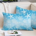 thumbnail image 2 of Blue Ombre Coastal Pillow Covers King, Sea Nautical Summer Beach Starfish Coral Soft Brushed Microfiber Breathable Throw Pillow Covers, Pillowcase with Zipper for Couch Sofa Bedroom 20"x36", 2 of 9