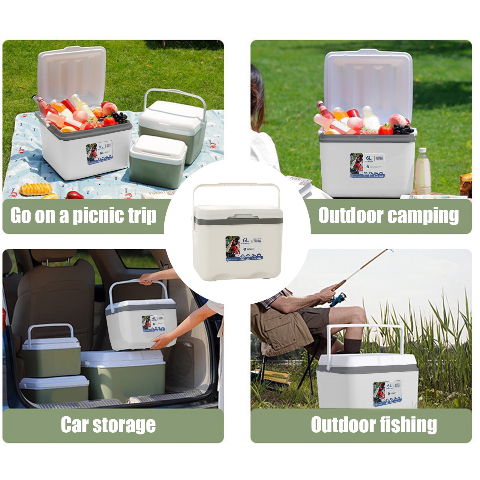 Gnmfd Portable Cooler Insulated Box Leak Proof Outdoor Ice Chest for Beach Camping Tailgating Sports Picnic Drinks Food Storage Container