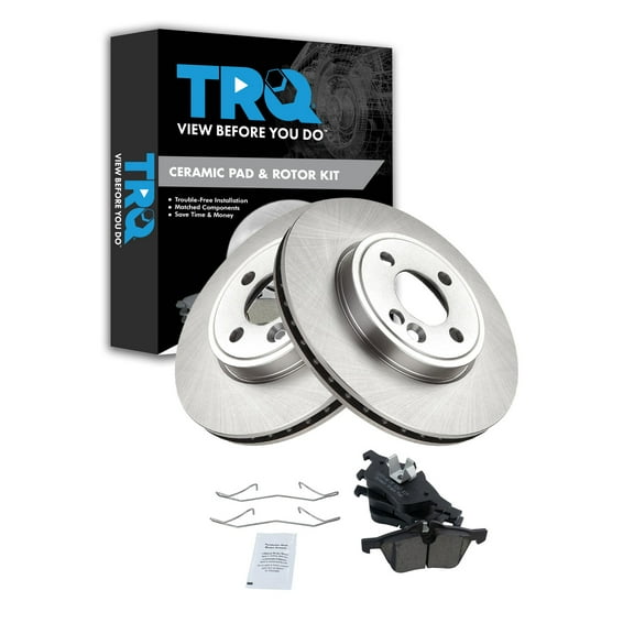 TRQ Front Brake Pad & Rotor Kit Brake Pads Brake Rotor Ceramic Fits Select 2007-2008 Mini Cooper