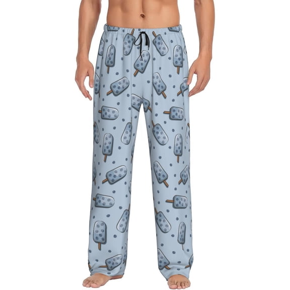 Logiee Cute Ice Cream Print Pajama Pants for Men,Men’s Pajama Bottoms,Mens PJ Pants with Pockets & Button Fly-Small