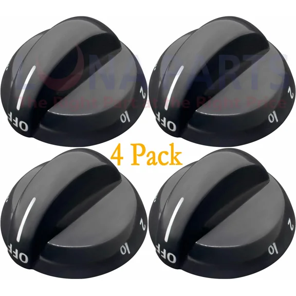 4 Pack Top Burner Knob For Frigidaire, Tappan, Ap4322122, Ps1991531, 316220009