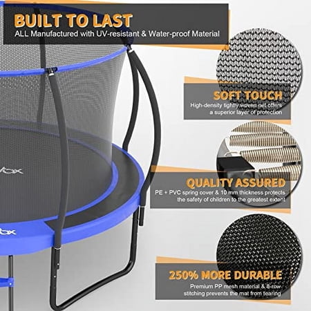 CalmMax 8FT 10FT 12FT 14FT 15FT 16FT Trampoline with Enclosure Recreational Trampolines with Ladder - ASTM Approval- Outdoor Trampoline for Kid Adults