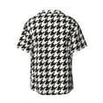 thumbnail image 2 of Naloa Houndstooth Black And White Men's Loose Fit Cuban Collar Short-Sleeve Shirt with Button-down and Chest Pocket for Everyday Wear Outings - 4X-Large, 2 of 7