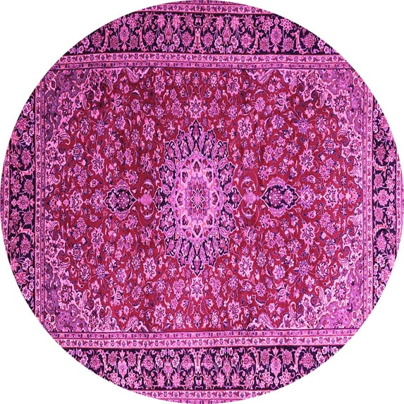 Ahgly Company Indoor Round Medallion Pink Traditional Area Rugs, 7' Round