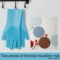 thumbnail image 5 of Silicone Dishwashing Gloves Wash Cleaning Gloves With Sponge Scrubbers For Washing Kitchen, Bathroom, Car & More, Blue, 5 of 10