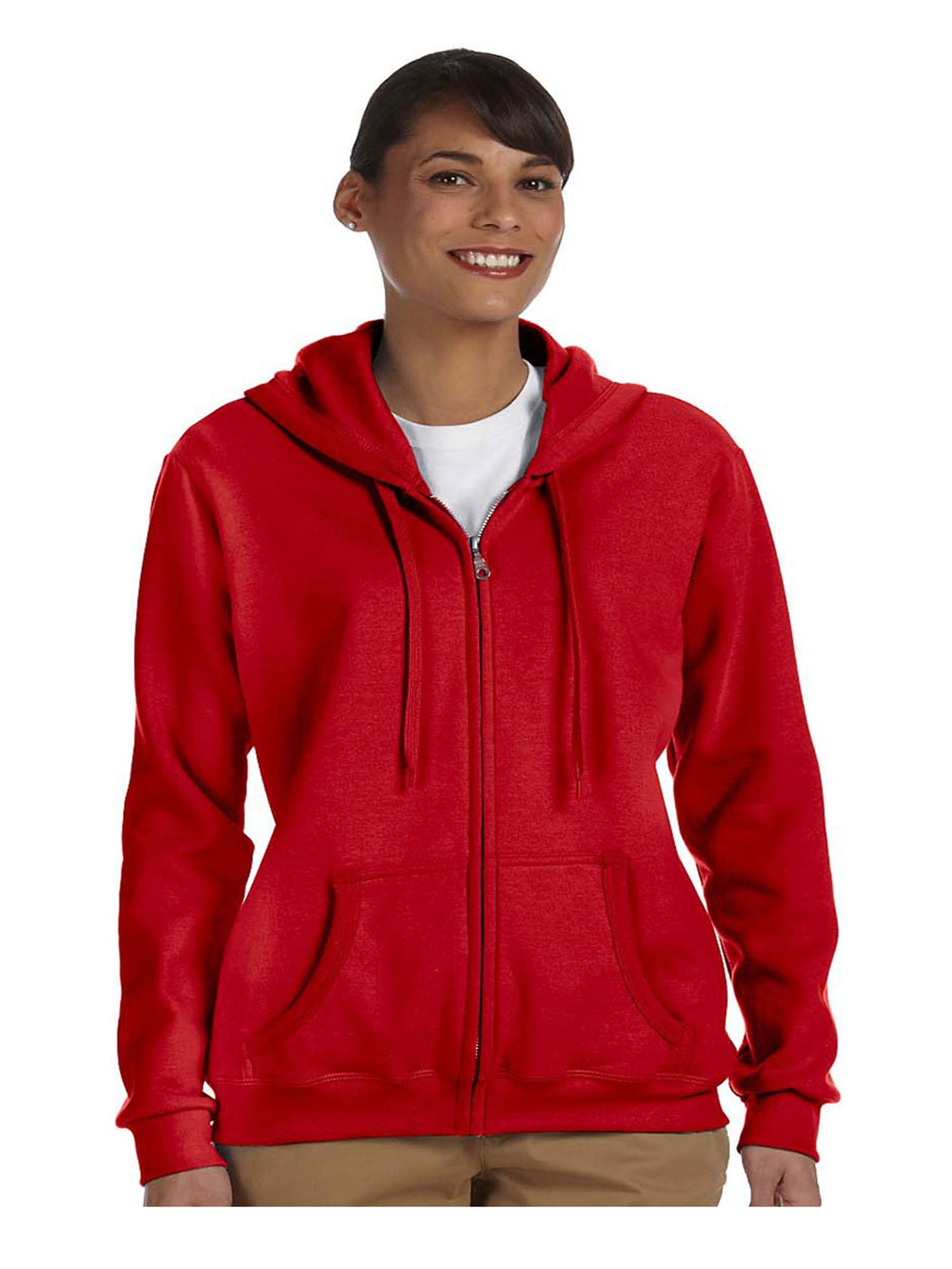 Gildan Women's Blend Full Zip Hooded Pouch Pocket Sweatshirt, Style ...