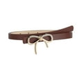 thumbnail image 2 of sunsanly Women Belt Solid Color Metal Bowknot Decorated Imitation Leather Strap Belt Adjustable Holes Slim Waistband, 2 of 8
