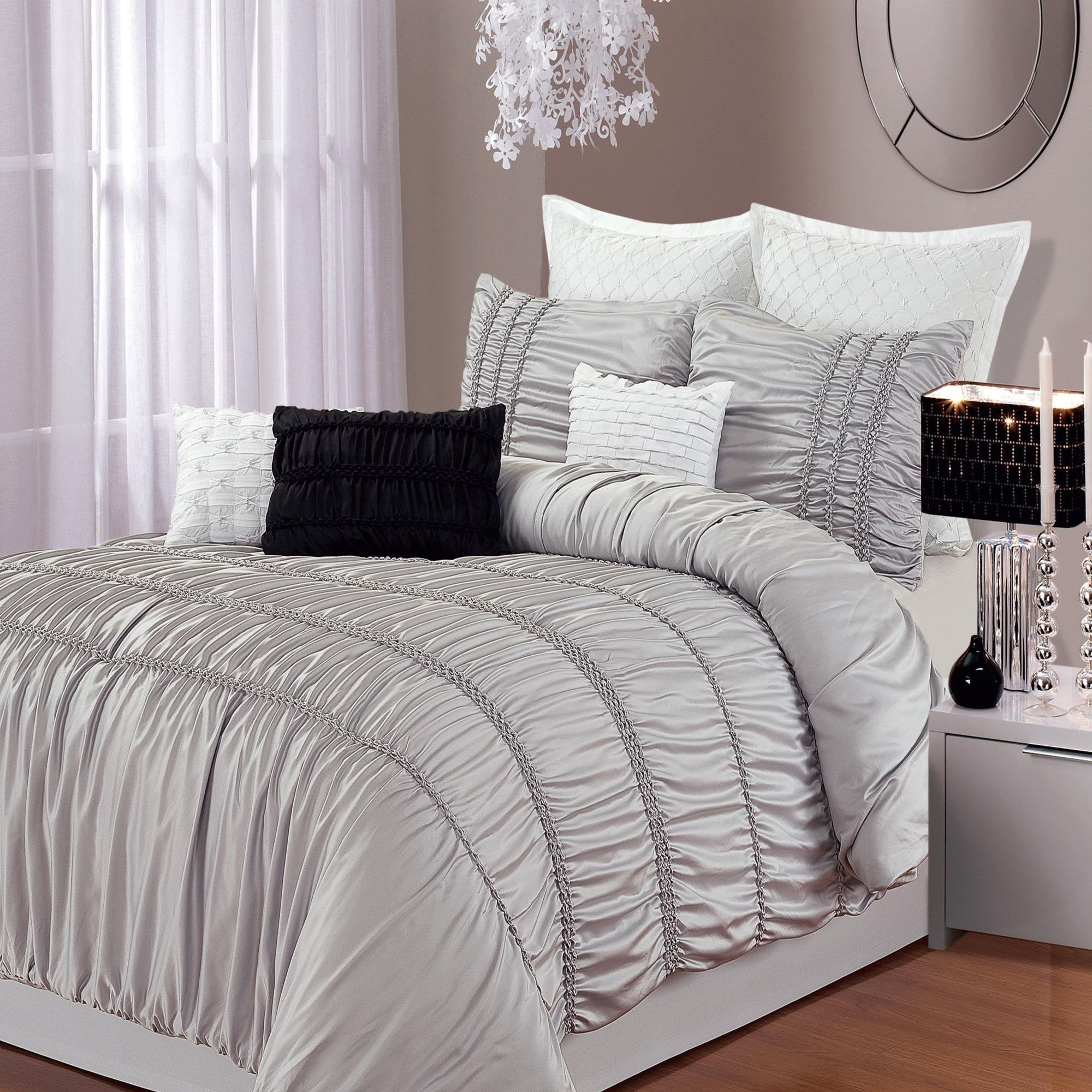 Romantic Silver 8 Piece Duvet Cover Bed In A Bag Set
