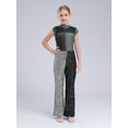 thumbnail image 6 of iiniim Kids Girls  Sequin Backless Full Bodysuit Sleeveless Bell Bottom Jumpsuit Dance Romper Flare Pants Black 10, 6 of 7