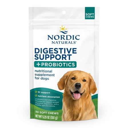 Nordic Naturals Pet Digestive Support with Probiotics, Bone Broth Flavor - 30 Soft Chews