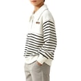 thumbnail image 6 of Iyufng Half Zip Striped Sweatshirts for Boys Ribbed Cuff Relaxed Fit Daily School Long Sleeve Kids Collared Pullover, 6 of 8