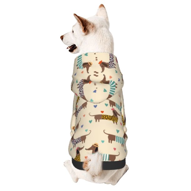 Fotbe Dachshund Dog Sudadera con Estampado para Perros Pequeños – Suéter con Capucha para Mascotas, Tela Suave de Forro Polar con Bolsillo-Small