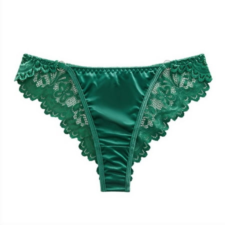 BYHONG Women s Fashion Sexy Solid Color Soft Skin Crotch Low Waist Thong Underwear Panties for Women Green M