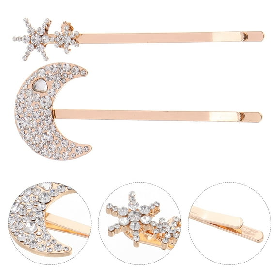 LOLIPPYY Set of 2 Retro Style Decorative Hairpins with Rhinestones, Elegant Zinc Alloy Hair Clips for Women
