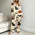 thumbnail image 7 of BaoFuBaoMei Halloween Pajamas Sets Woman Plus Size Long Sleeve Top and Pants Sleepwear Pumpkin Cat Bat Print Soft Cozy Lounge Set, 7 of 7