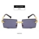 thumbnail image 5 of Gafas de sol sin montura para mujer con estilo piloto de moda, protección UV4 para conducir Copos enteros grises, 5 of 9