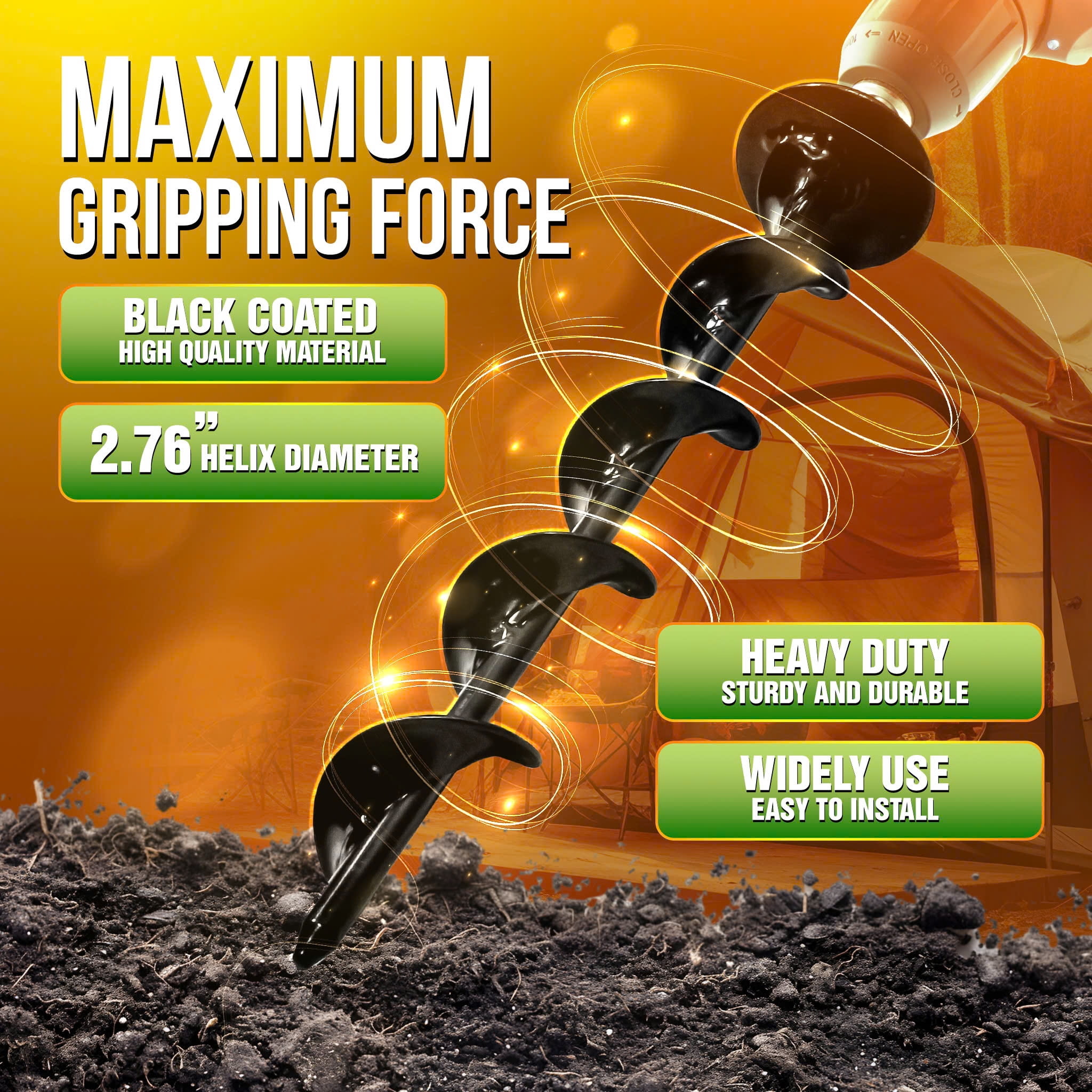 Ground Anchor Screw Set (4 Pack) - Heavy Duty Steel Anchors for Securing Tents, Canopies, Sheds, Trampolines & Fencing - Rust Resistant, Easy Installation, Spiral Design for Maximum Stability
