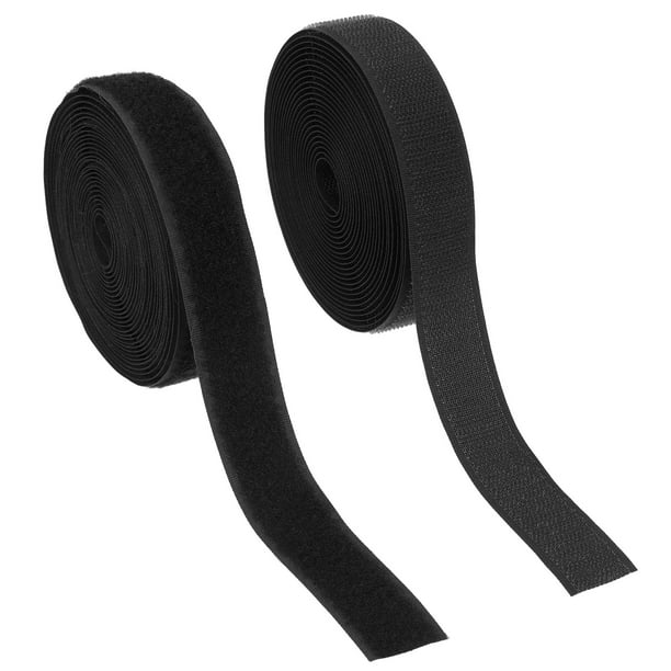 Uxcell Cinta de gancho y bucle para coser, tiras de sujetador de nylon no adhesivas de 5 yardas, color negro