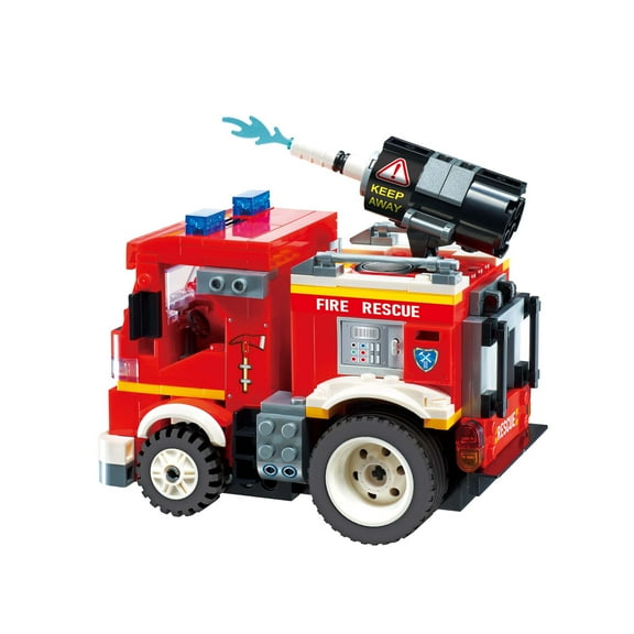 Wise Block RC Firetruck Small Brick Building Set with Electric Motor & 4-Way Remote Control