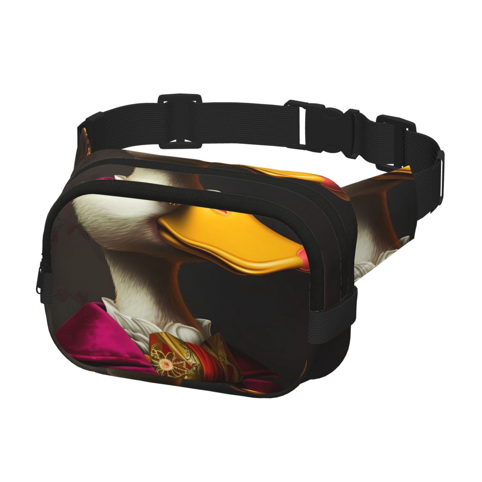 Picia Noble Style Duck Print Square Double-Layer Waist Bag Mini Adjustable Waist Belt Bag Exercise Running Travel Hiking